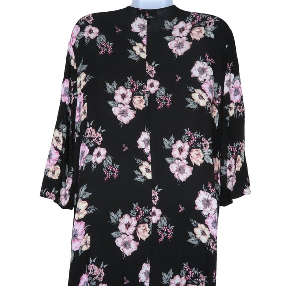 TORRID Womens Mid Length Floral Black Kimono Small Cover Up Open Front Duster - Picture 5 of 9